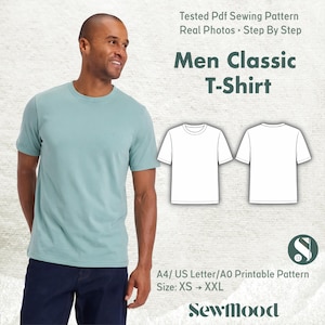 Men's Classic T-Shirt Sewing Pattern, Crew Neck Tee (Digital Download)