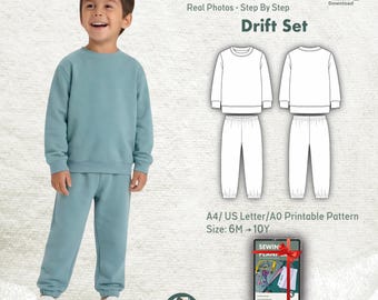 Kids Sweatsuit Sewing Pattern, Toddler Jogger Set (PDF Pattern 6M-10Y)