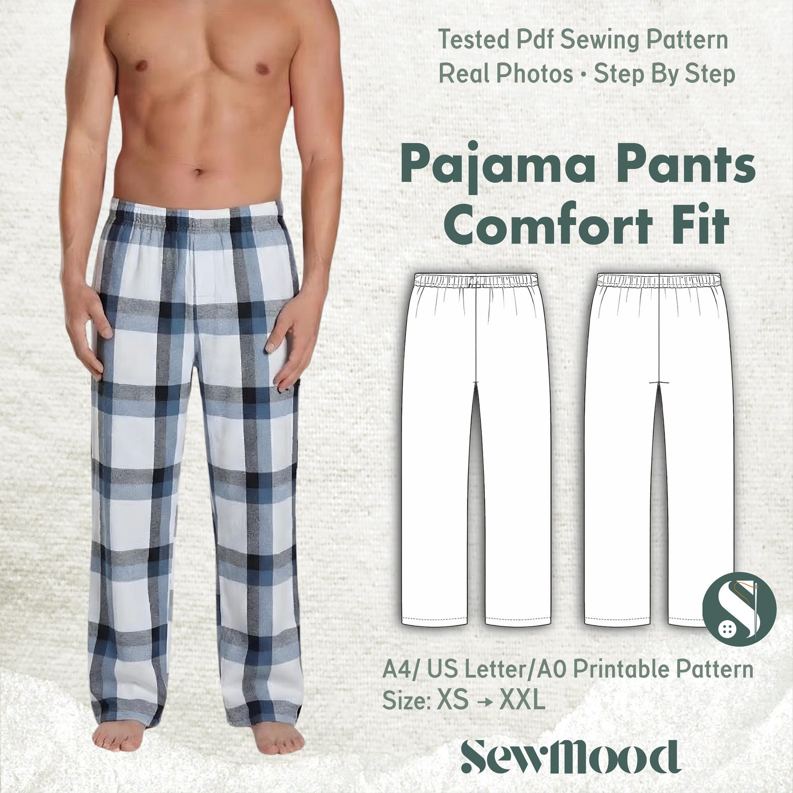 Men's Pajama Pants Sewing Pattern, Comfort Fit (xs-xxl) (pdf Pattern A4 ...