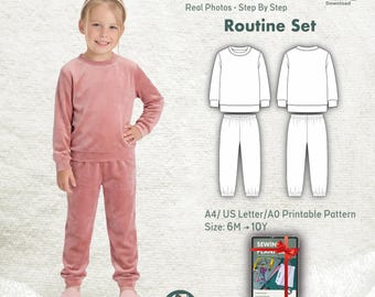 Patrón de costura para niños (PDF) / Sudadera y pantalón deportivo / Tamaño A4 (carta A0) imprimible / Tallas 6 M-10 A