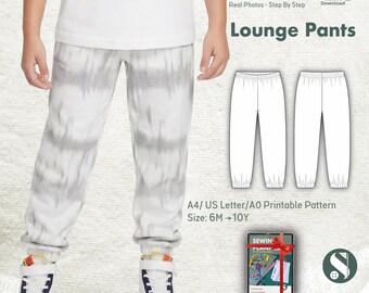 Patrón de costura para pantalones deportivos infantiles (PDF, tallas 6-10 años)