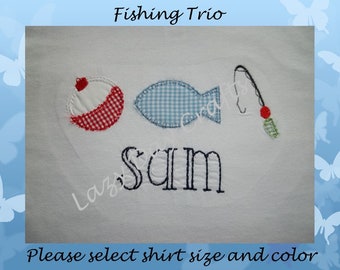 Fishing Trio - Short Sleeve Appliqued Tshirt - Infant and Toddler Size Tshirt - 6 months to 5/6