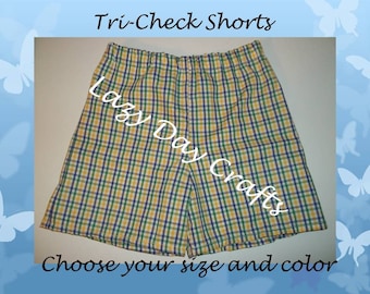 Tri-Check - Plaid - Checked Shorts - Toddler and Infant Size NB/3 months to size 7