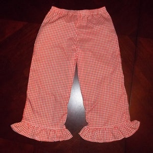 Girl's Toddler 1/8" Gingham Check Pants with Ruffled Hem - Toddler Sizes Newborn to Size 6