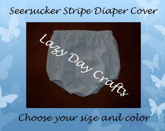 Seersucker Stripe Shorts - Infant Diaper Cover - Sizes Newborn to 24 Months - Many Colors Available