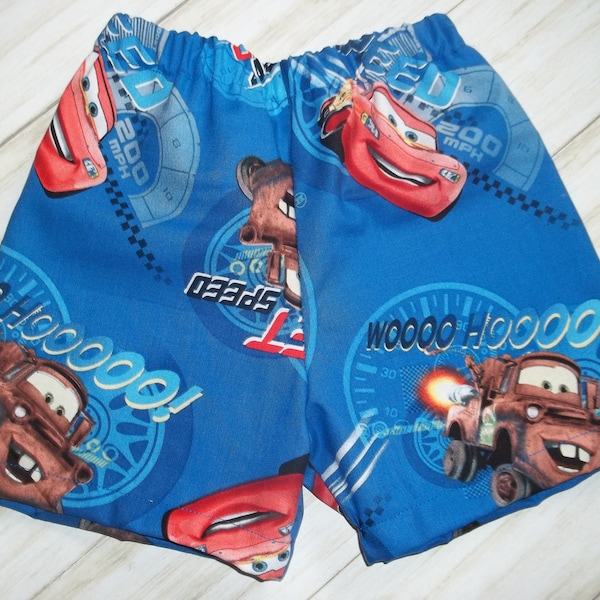 LIMITED STOCK - Race Car and Tow Truck Shorts  - Infant, Toddler, and Child - Size NB/3 months to Size 7