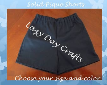 Solid Pique Fabric Shorts - Infant, Toddler, or Child Boys or Girls - Many Colors Available - Size Newborn/3M to size 7