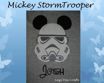 Mouse Ears Storm Trooper - Short Sleeve Appliqued Tshirt - Infant and Toddler Size Tshirt - 6 months to 5/6
