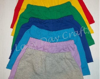 Solid Cotton Jersey Knit Fabric Shorts - Infant, Toddler, or Child Boys or Girls - Many Colors Available - Size Newborn/3M to size 7