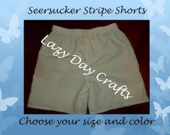 Seersucker Stripe Shorts  - Infant, Toddler, and Child - Size NB/3 months to Size 7 - Many Colors Available