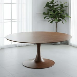 Round Walnut Dining Table, Pedestal Base, Solid Wood, Custom Size bild 2