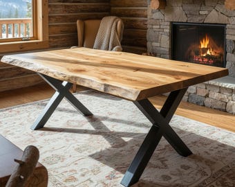 Live Edge Walnut Dining Table, Handmade Solid Wood Table