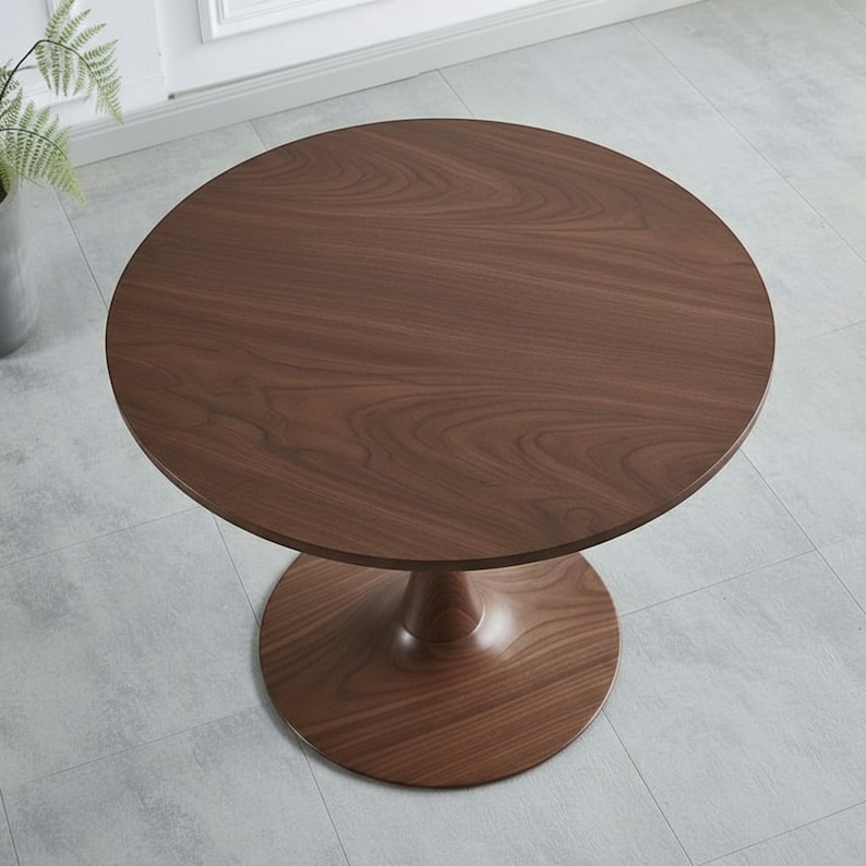 Round Walnut Dining Table, Pedestal Base, Solid Wood, Custom Size bild 6