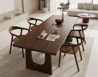 Handmade Solid Walnut Dining Table, Modern Scandinavian Style