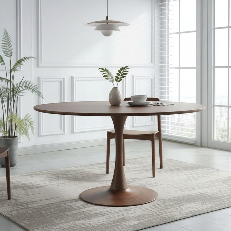 Round Walnut Dining Table, Pedestal Base, Solid Wood, Custom Size bild 11