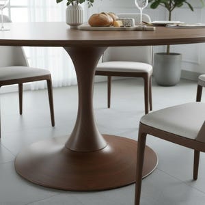 Round Walnut Dining Table, Pedestal Base, Solid Wood, Custom Size bild 4