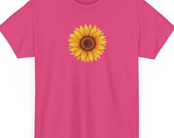 T-Shirt mit Sonnenblumenmotiv | Gelbes florales Design