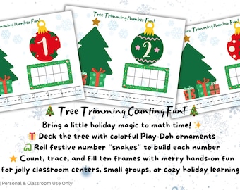 Christmas Tree Counting Mats – Number Tracing, Play-Doh Ten Frame (Digital Download)