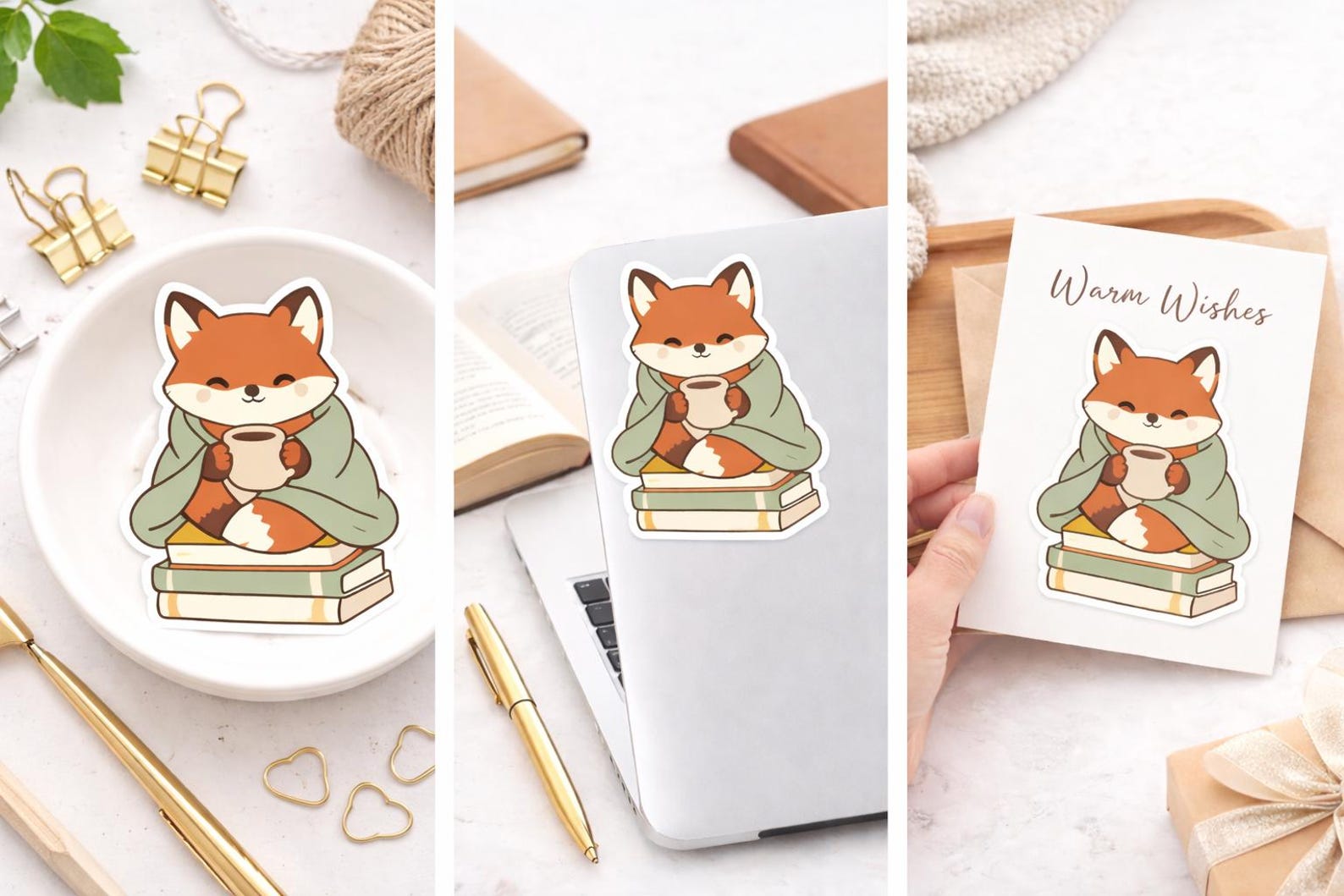 Cozy Fox Reading Clip Art PNG Cute Minimalist Woodland Animal With ...