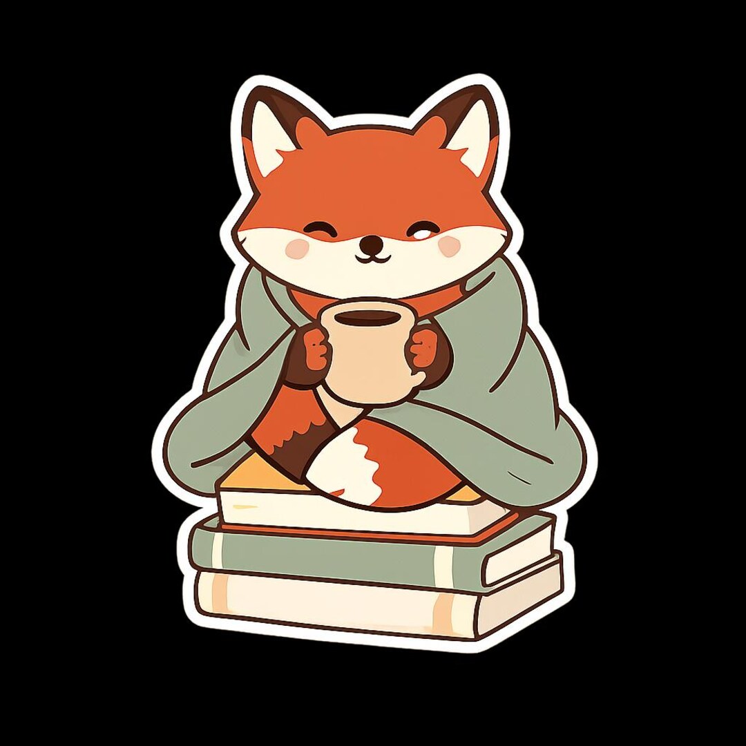 Cozy Fox Reading Clip Art PNG Cute Minimalist Woodland Animal With ...
