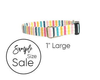 1" Size Large 14-22" Summer Stripes Personalized Collar | Laser Engraved Buckle