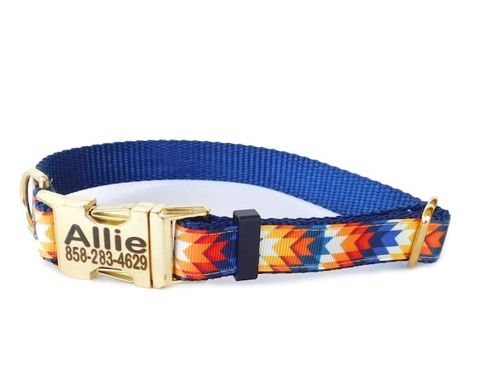 Southwestern Personalized Dog Collar. Tribal Print
