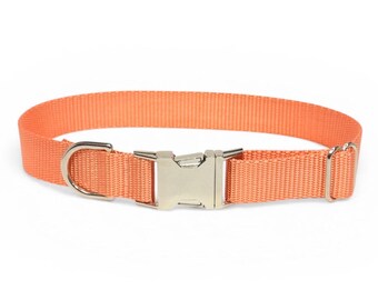 Coral Nylon Dog Collar | Personalization Optional | Tagless ID tag