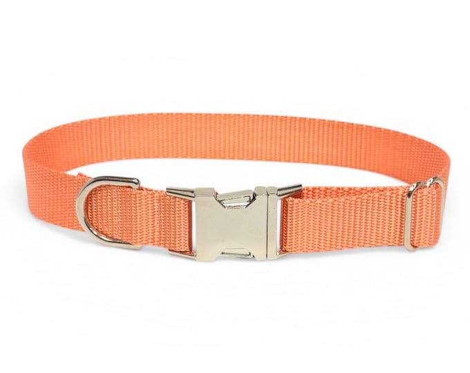 Coral Nylon Dog Collar | Personalization Optional | Tagless ID tag