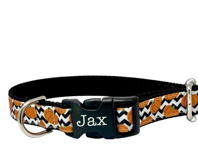 Fall Pumpkin Personalized Dog Collar. Closeout Item. Handmade in the USA