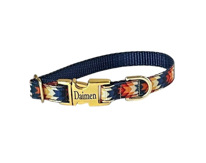 3/8" Dainty Southwestern Tribal personalized dog collar. Handmade in the USA