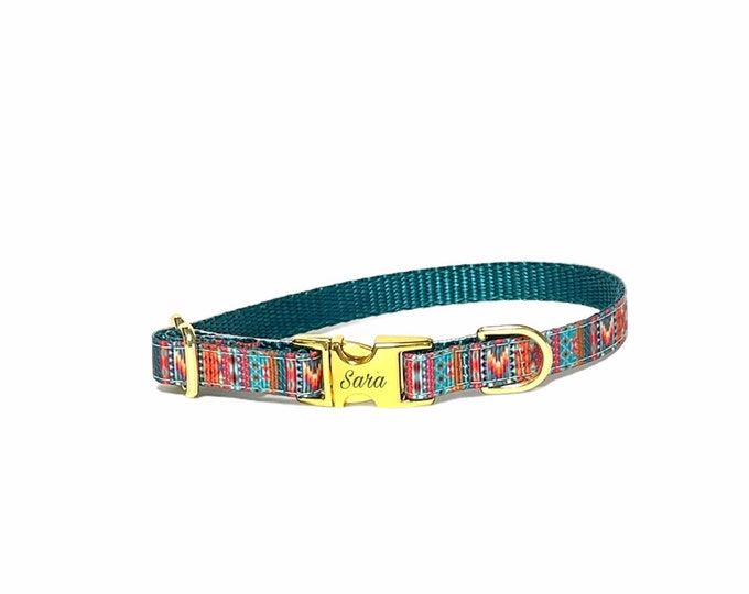 3/8” Dainty Tribal personalized dog collar. Handmade in the USA