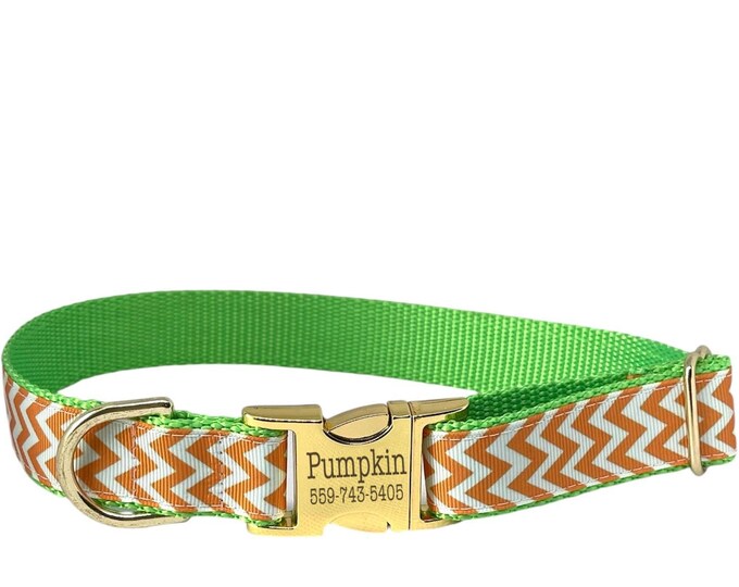 1" Fall Chevron Dot Dog Collar. Handmade in the USA