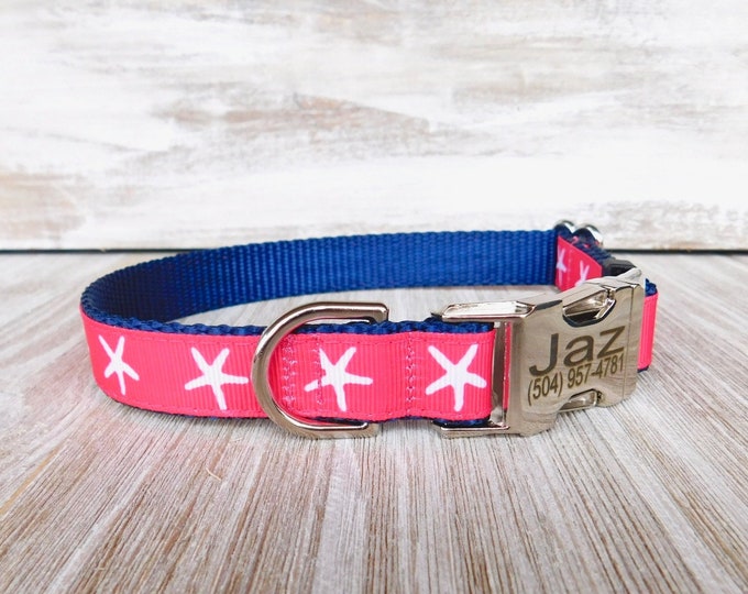 Nautical Starfish Personalized Dog Collar