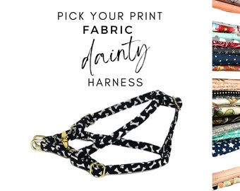 3/8” Dainty Step-in Harness. Pick your Print. Handmade in USA.