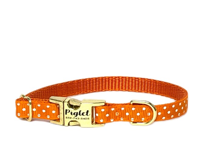 3/8" Dainty Fall Polka Dot Dog Collar. Handmade in the USA
