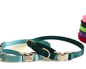 Choisissez votre couleur Collier martingale délicat en nylon de 3/8 po. avec boucle personnalisée. Collier semi-étrangleur pour le dressage des chiens.