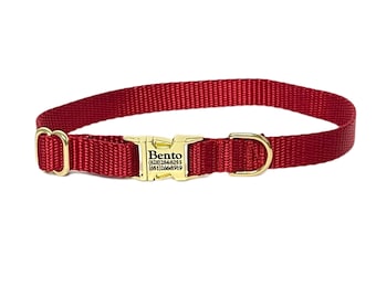 Red Nylon Dog Collar | Personalization Optional | Tagless ID tag