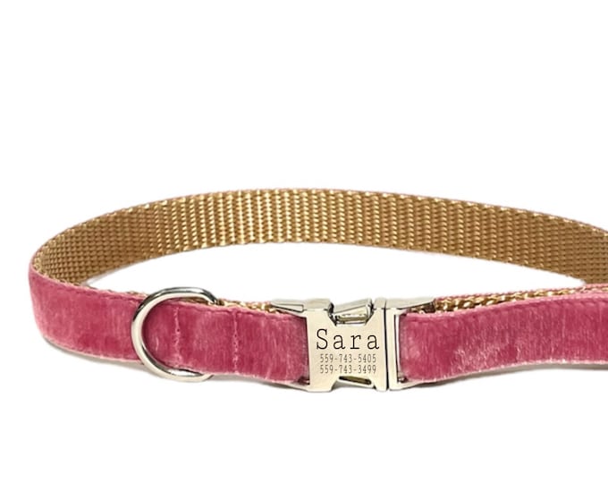 Alt Rose Velvet Personalized Collar. Made in the USA