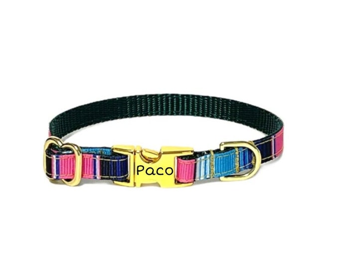 3/8" Dainty Fiesta personalized dog collar. Handmade in the USA