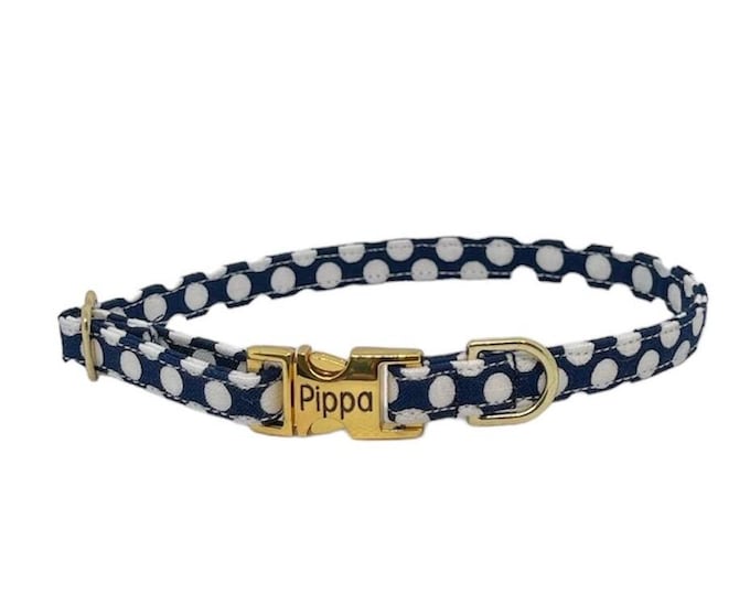 3/8" Dainty Large Dots Collar  - personalized dog collar -Last one