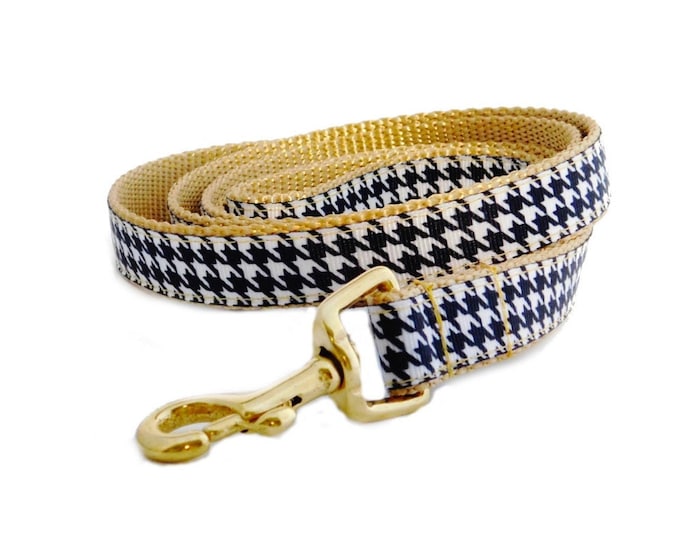 Houndstooth Dog Leash. Handmade in USA.