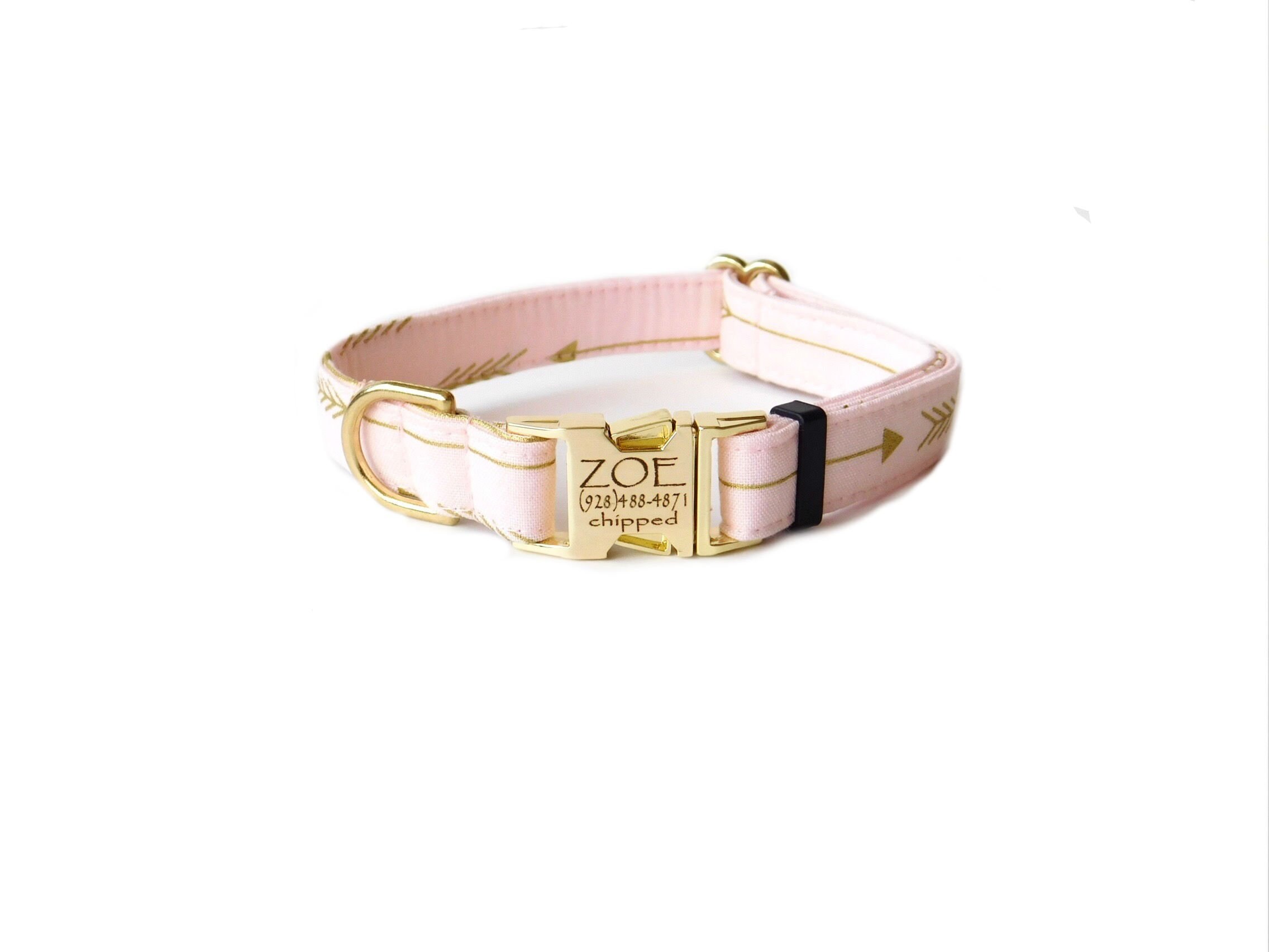 Collier de chien gravé collier de chien rose et or flèche ...