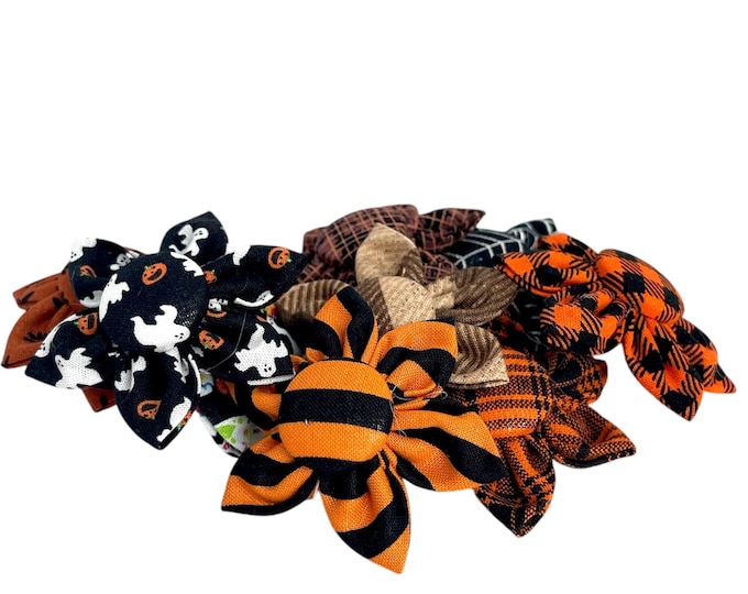 Halloween Fabric Flower ADD-On - Pick your Print - Collar Not included. Handmade in the USA