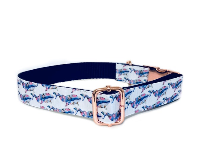 Nautical Personalized Personalized Dog Collar. Purple Whale Print