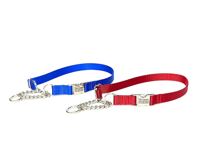 Chain Martingale Collar Pick your Color- Personalized Dog Collar - Made in USA