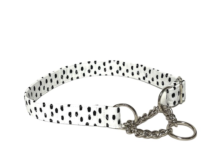 Martingale Dog Collar. Dalmatian Polka Dots. Made in USA