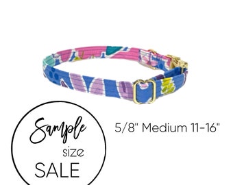 5/8" M 11-16" Blue Tropical Personalized Collar | Laser Engraved Buckle