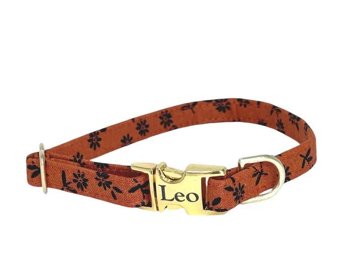 3/8" Dainty Fall Pixie Floral Personalized Collar. Handmade in the USA