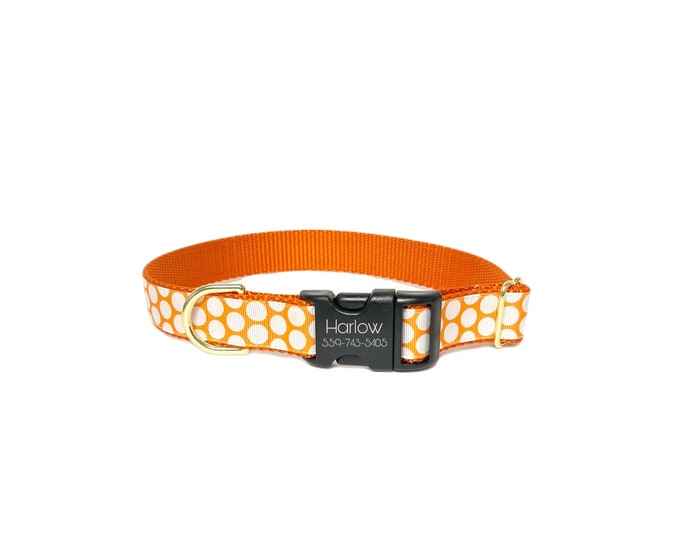 1" Fall Large Polka Dot Dog Collar. Handmade in the USA