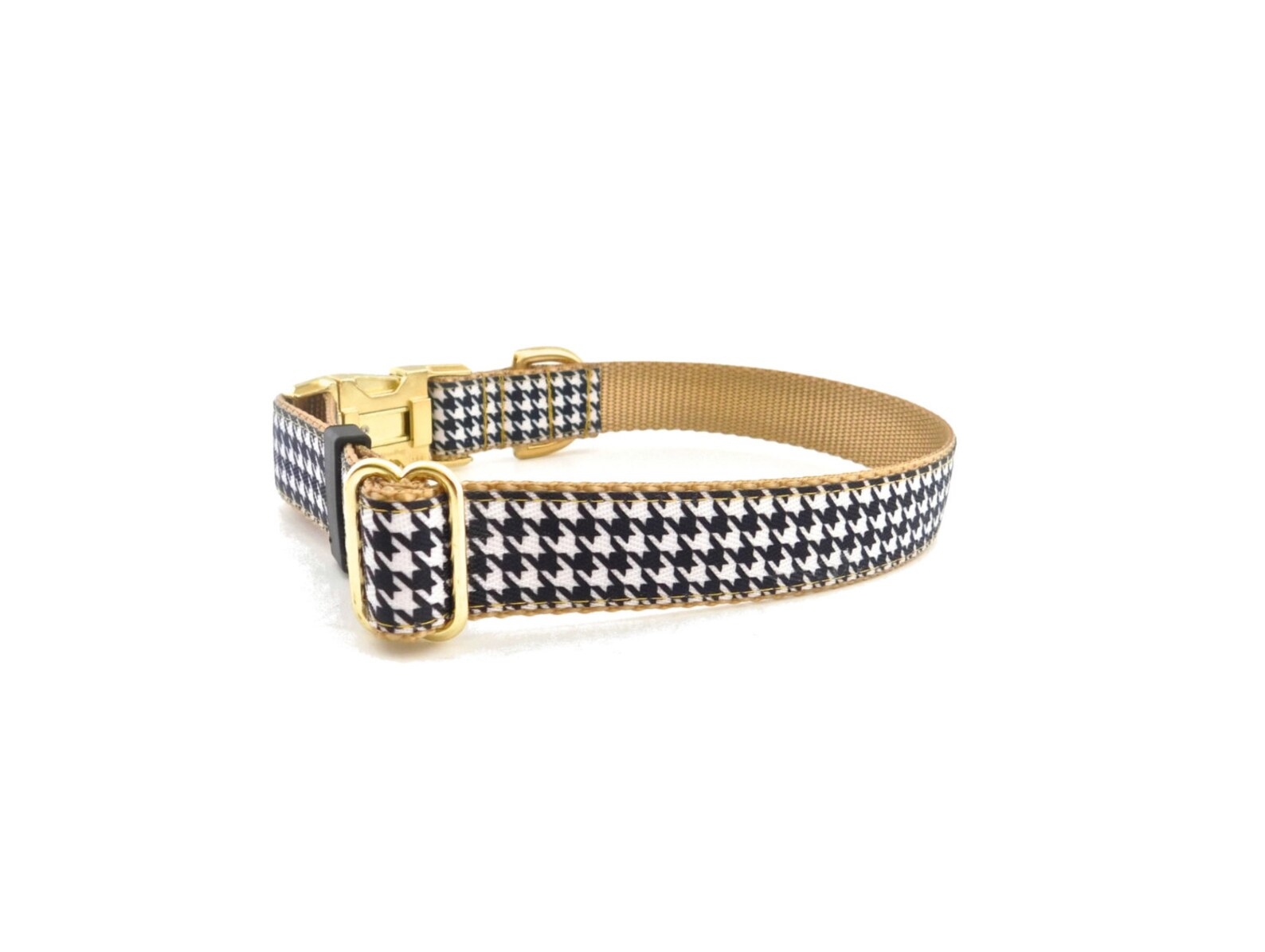 Houndstooth Personalized Collar Engraved Dog Collar Gold Etsy